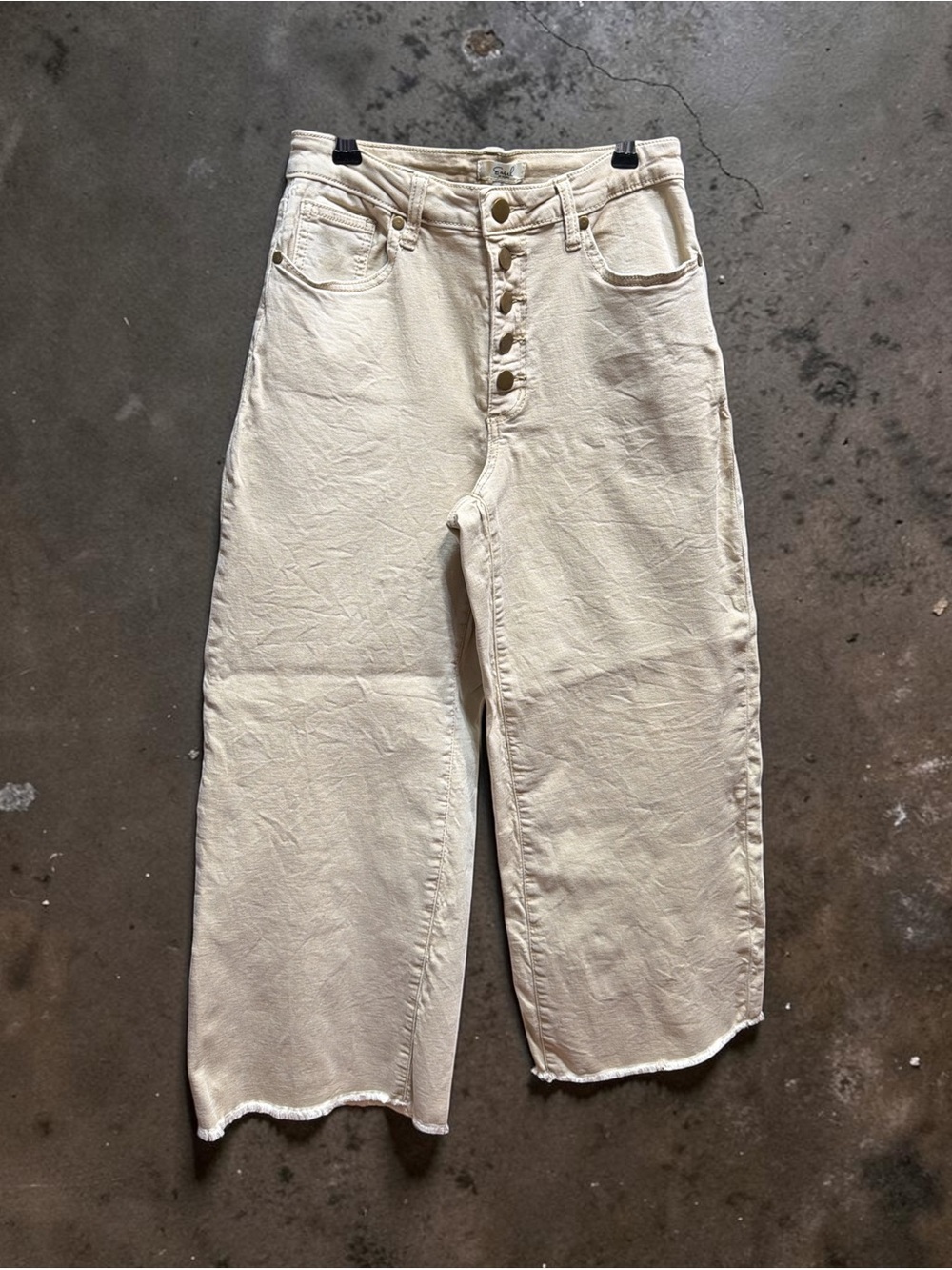 easel Cream High-Rise Cropped Wide-Leg Jeans